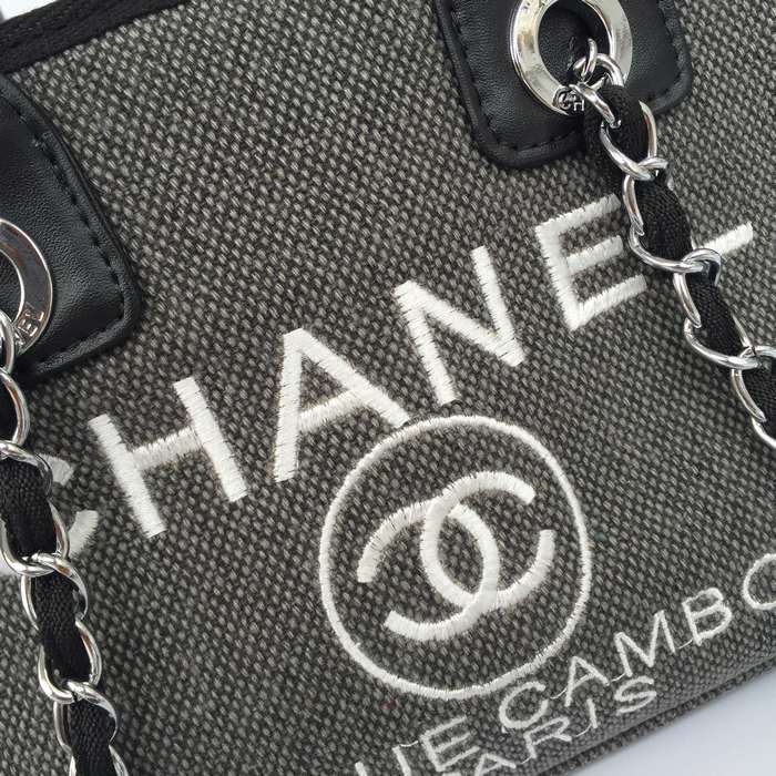 2015 Chanel Small Canvas Tote Shopper Bag A68043 Grey