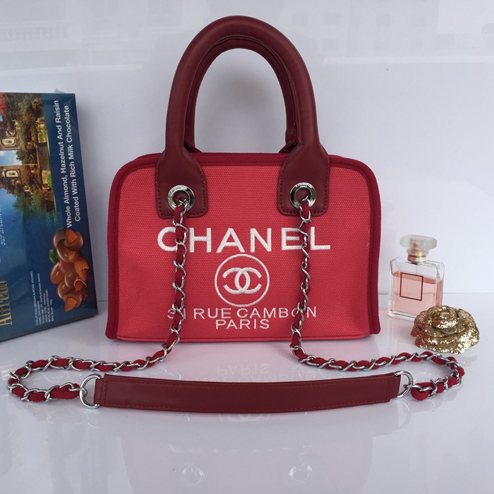 2015 Chanel Small Canvas Tote Shopper Bag A68043 Rose