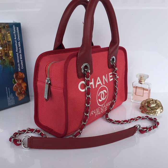 2015 Chanel Small Canvas Tote Shopper Bag A68043 Rose