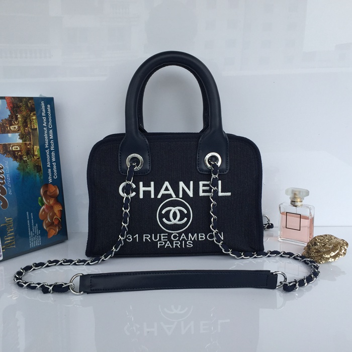 2015 Chanel Small Canvas Tote Shopper Bag A68043 Royal