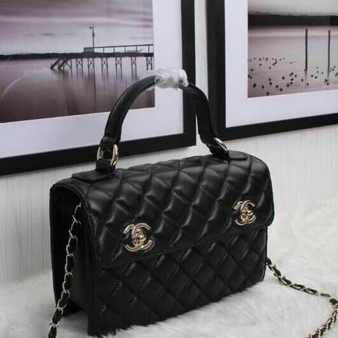 2015 Chanel Spring Summer 2015 Tote Bag Sheepskin Leather A2233 Black