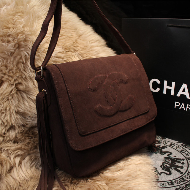 2015 Chanel Suede Leather Messenger Bag A68033 Brown