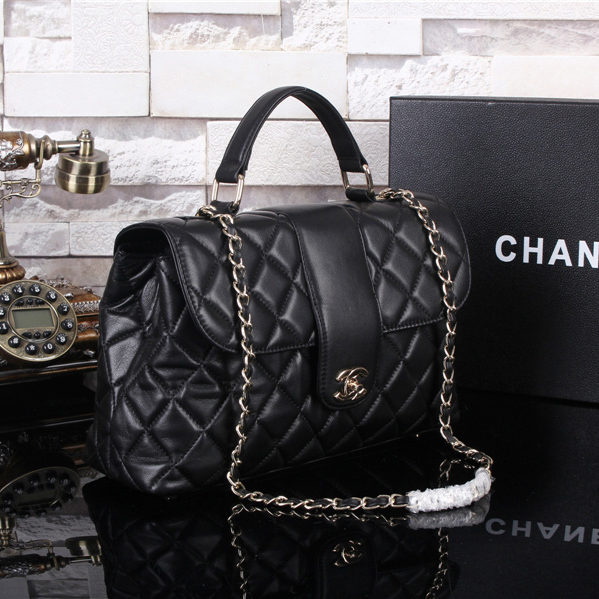 2015 Chanel Top Handle Bag Sheepskin Leather A67119 Black