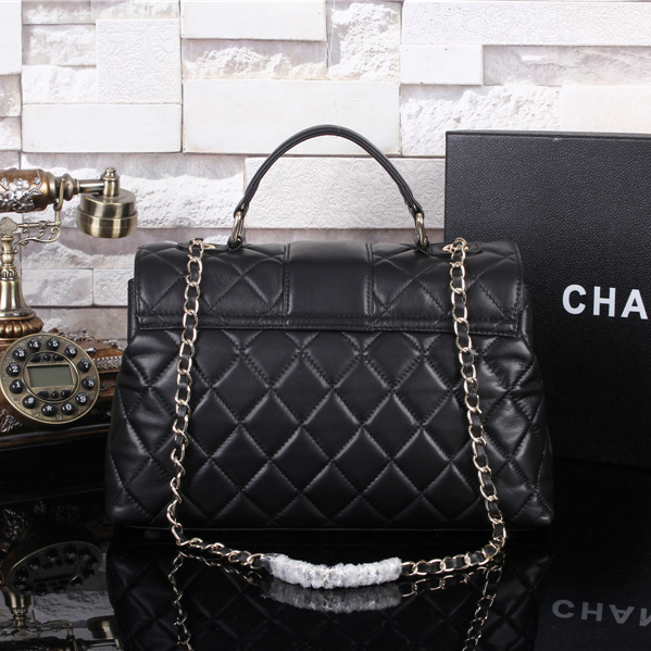 2015 Chanel Top Handle Bag Sheepskin Leather A67119 Black