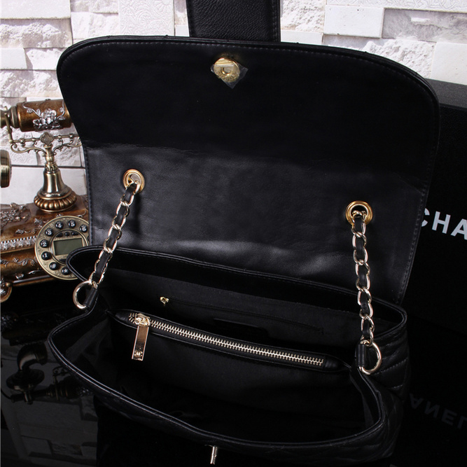 2015 Chanel Top Handle Bag Sheepskin Leather A67119 Black