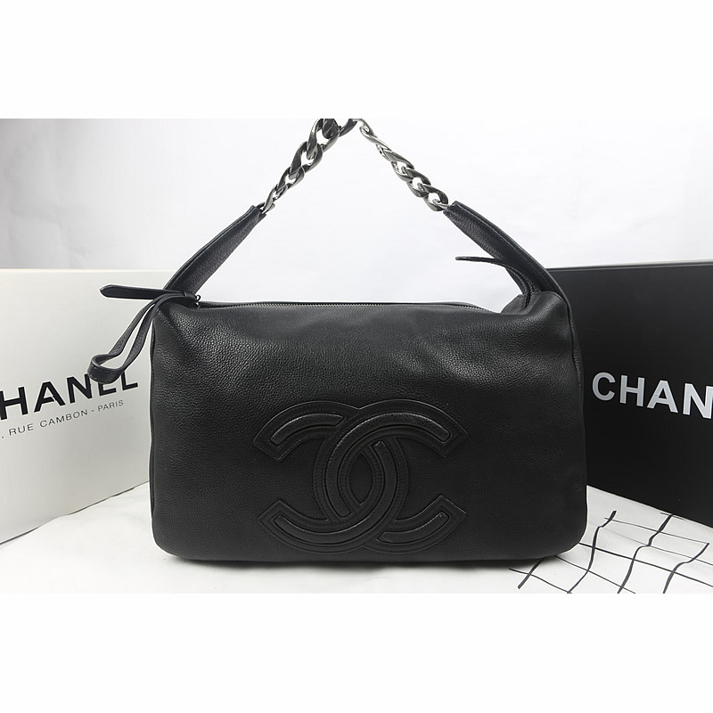 2015 Chanel Top Original Leather Hobo Bag A92170 Black