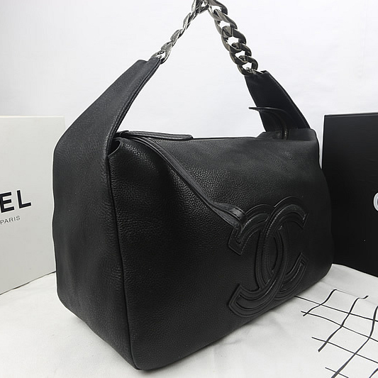 2015 Chanel Top Original Leather Hobo Bag A92170 Black