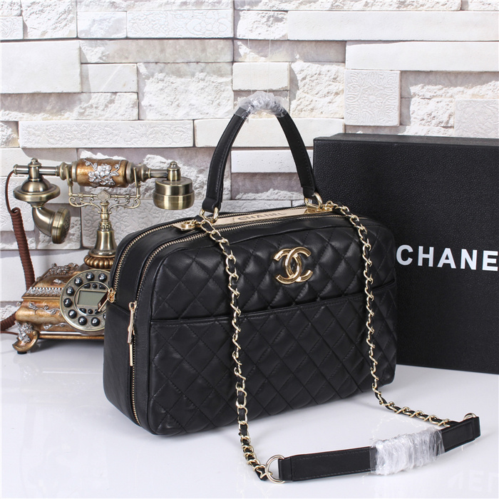 2015 Chanel Top Shoulder Bag Original Leather A68065 Black