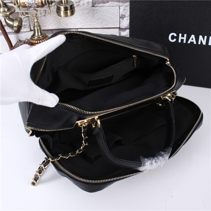 2015 Chanel Top Shoulder Bag Original Leather A68065 Black