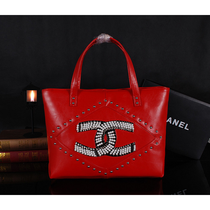 2015 Chanel Tote Bag Bright Leather A68088 Red