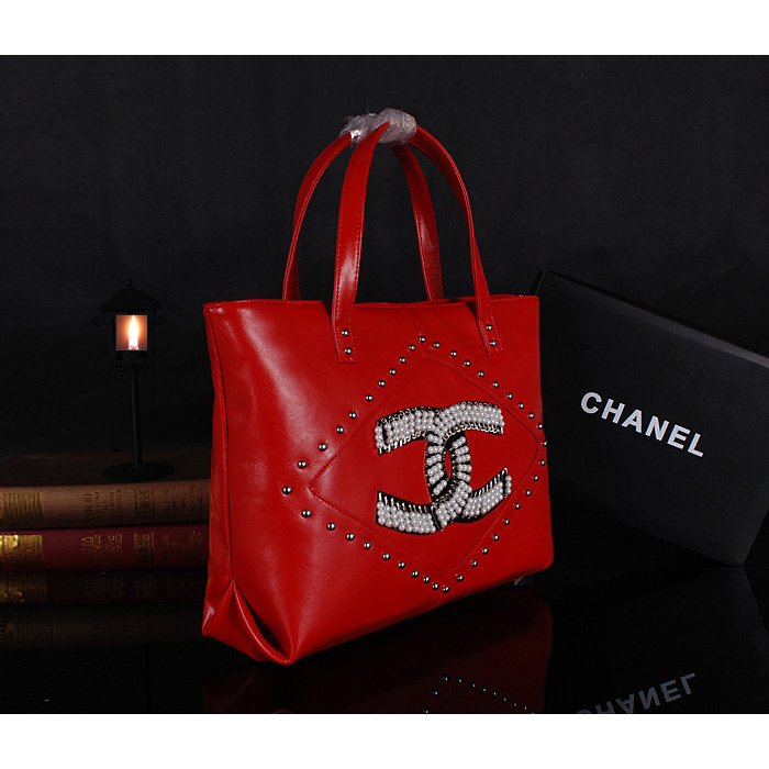 2015 Chanel Tote Bag Bright Leather A68088 Red