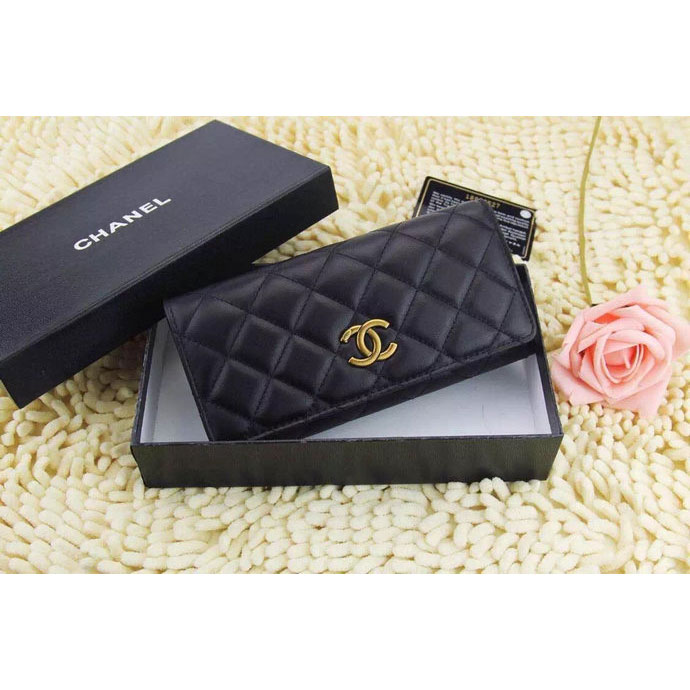 2015 Chanel Tri-Fold Wallet Original Leather A219003 Black