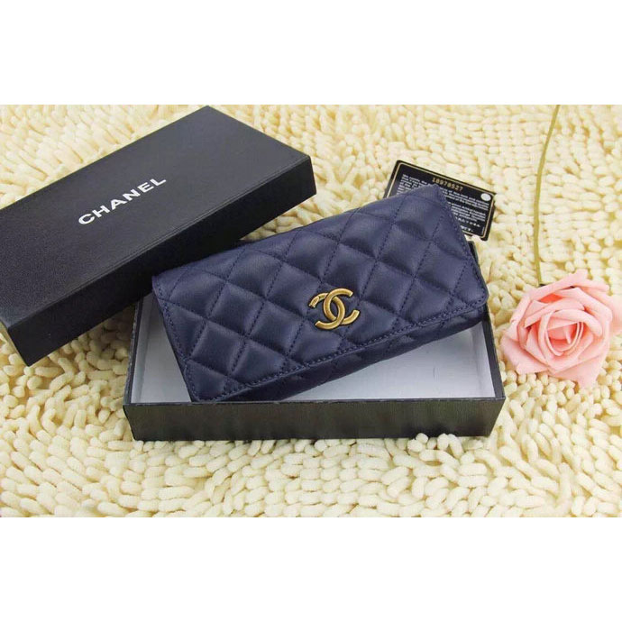 2015 Chanel Tri-Fold Wallet Original Leather A219003 Royal