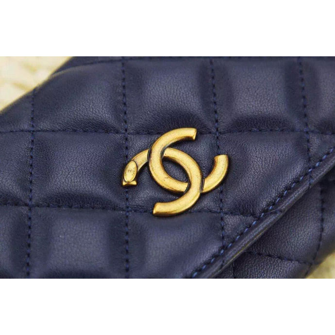 2015 Chanel Tri-Fold Wallet Original Leather A219003 Royal