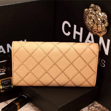 2015 Chanel Tri-Fold Wallet Original Leather A9557 Apricot