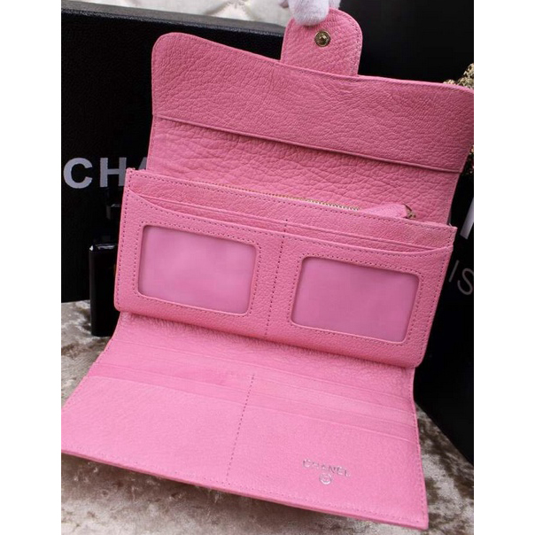 2015 Chanel Tri-Fold Wallet Original Leather A9557 Pink