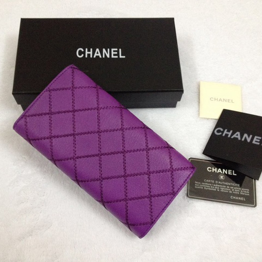 2015 Chanel Tri-Fold Wallet Original Leather A9557 Purple