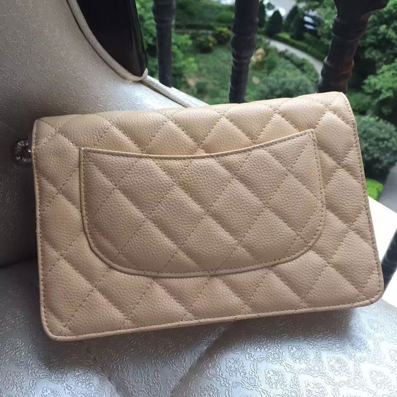 2015 Chanel WOC mini Flap Bag Apricot Original Caviar leather A33808