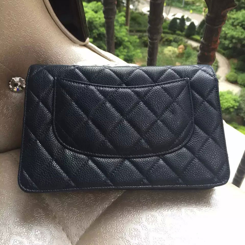 2015 Chanel WOC mini Flap Bag Royalblue Original Caviar leather A33808