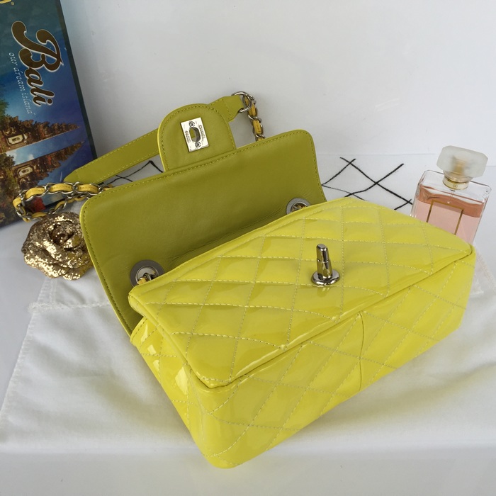 2015 Chanel Yellow Classic CC Flap Patent leather A92781 Shoulder Bag