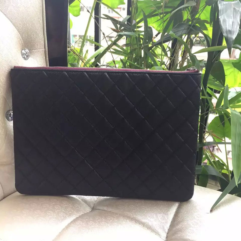 2015 Chanel clutch Bag Original Caviar Leather A82090 Black with Silver