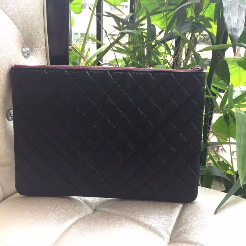 2015 Chanel iPad A4 Bag Original Caviar Leather A82089 Black with Silver