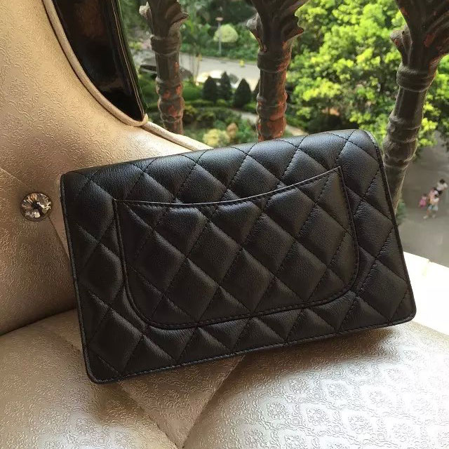 2015 Chanel mini Flap Bag Original Leather A80248 Black with Gold