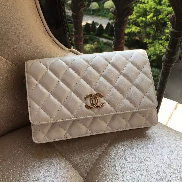 2015 Chanel mini Flap Bag Original Leather A80248 Offwhite with Gold