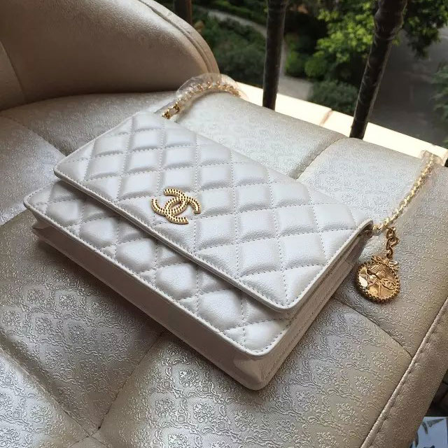 2015 Chanel mini Flap Bag Original Leather A80248 Offwhite with Gold