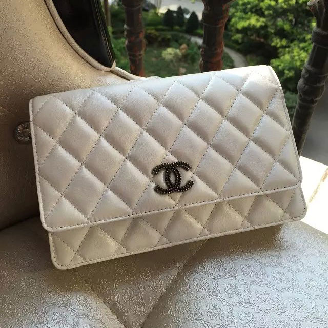 2015 Chanel mini Flap Bag Original Leather A80248 Offwhite with Silver