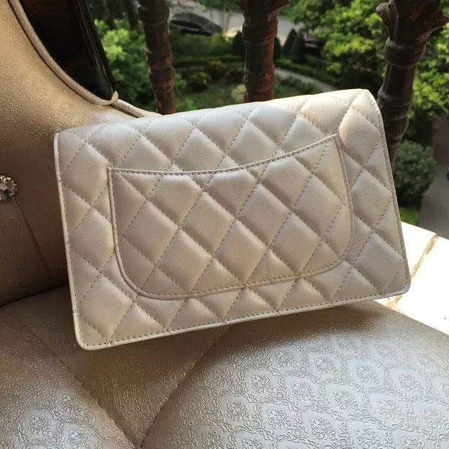 2015 Chanel mini Flap Bag Original Leather A80248 Offwhite with Silver