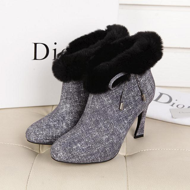 2015 Dior women Leather with rabbit fur boots