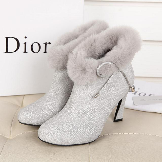 2015 Dior women Leather with rabbit fur boots