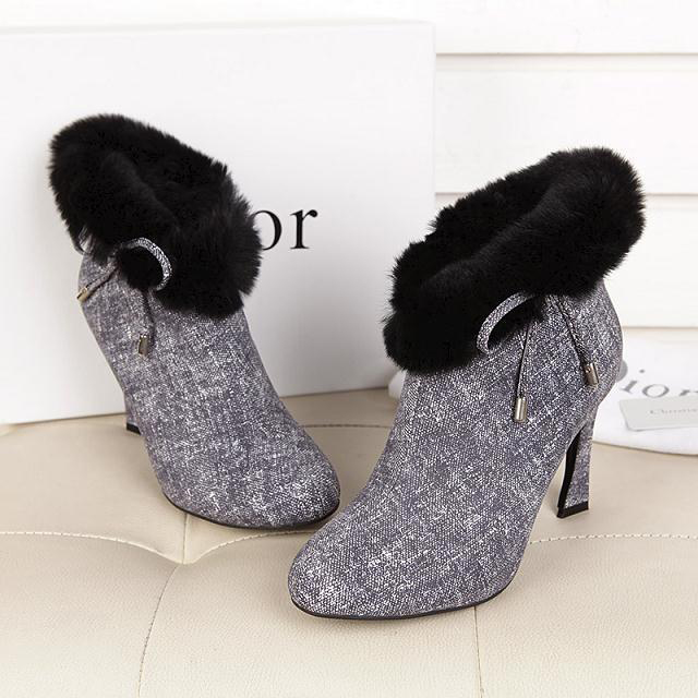 2015 Dior women Leather with rabbit fur boots