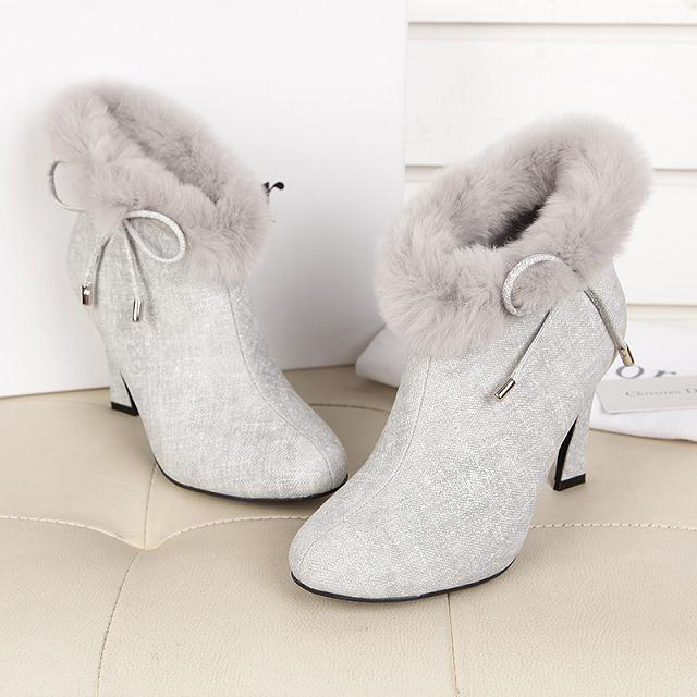 2015 Dior women Leather with rabbit fur boots