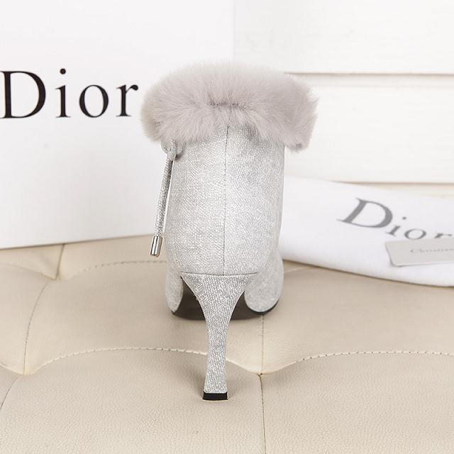 2015 Dior women Leather with rabbit fur boots