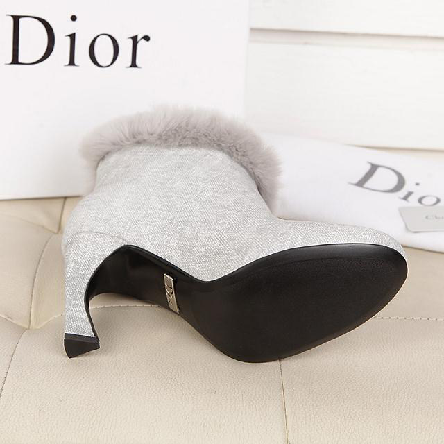 2015 Dior women Leather with rabbit fur boots