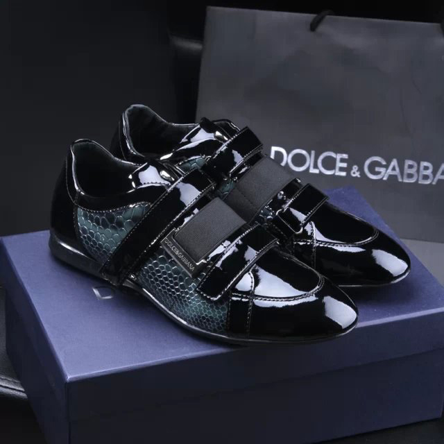 2015 Dolce&Gabbana men snake stripes and Patent leather shoes