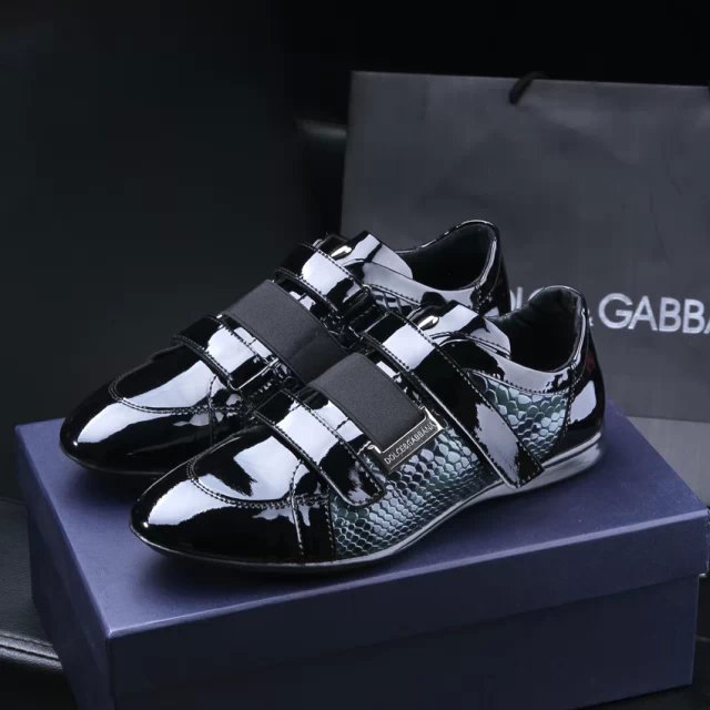 2015 Dolce&Gabbana men snake stripes and Patent leather shoes