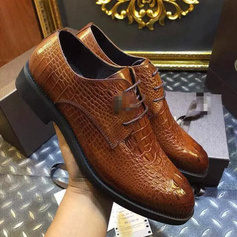 2015 Gucci men business shoes in Crocodile Stripe leather