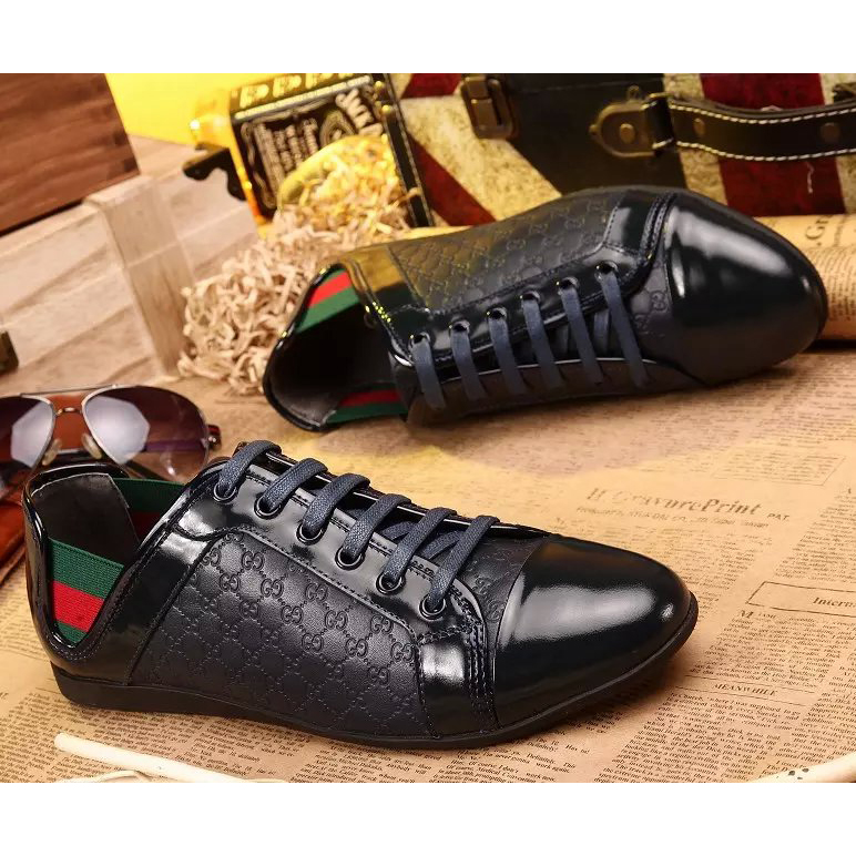 2015 Gucci men embossed patent leather strap sports casual shoes