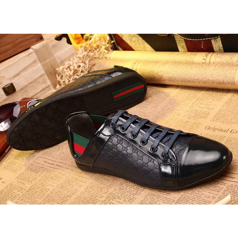 2015 Gucci men embossed patent leather strap sports casual shoes