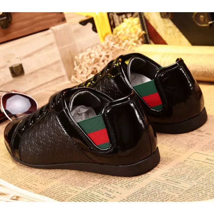 2015 Gucci men embossed patent leather strap sports casual shoes