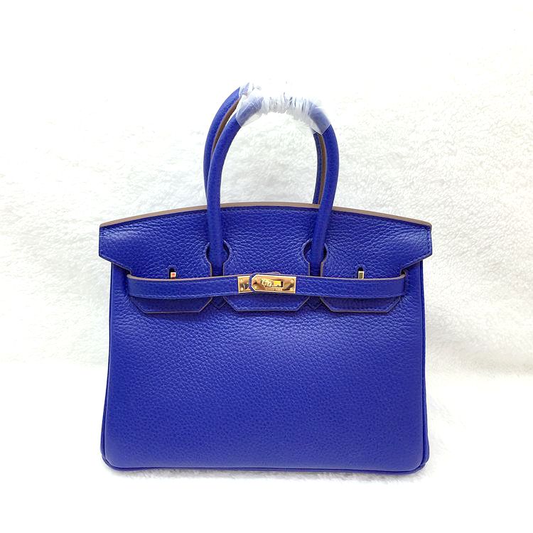 2015 Hermes Birkin 25CM clemence leather in Blue with Gold hardware