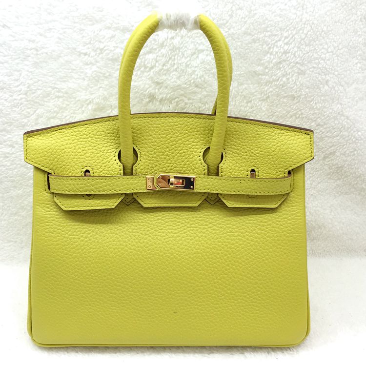 2015 Hermes Birkin 25CM clemence leather in Lemon with Gold hardware