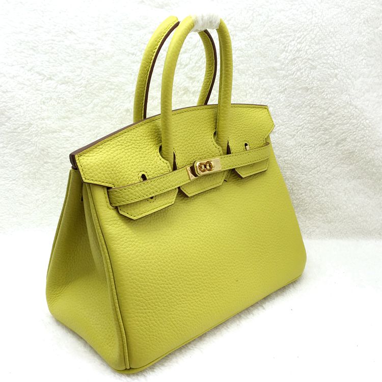 2015 Hermes Birkin 25CM clemence leather in Lemon with Gold hardware