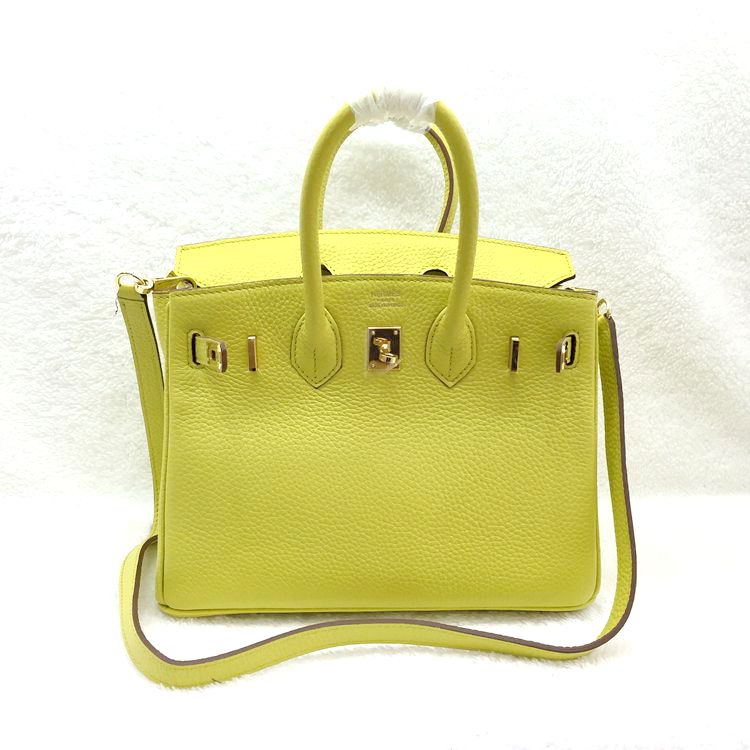 2015 Hermes Birkin 25CM clemence leather in Lemon with Gold hardware