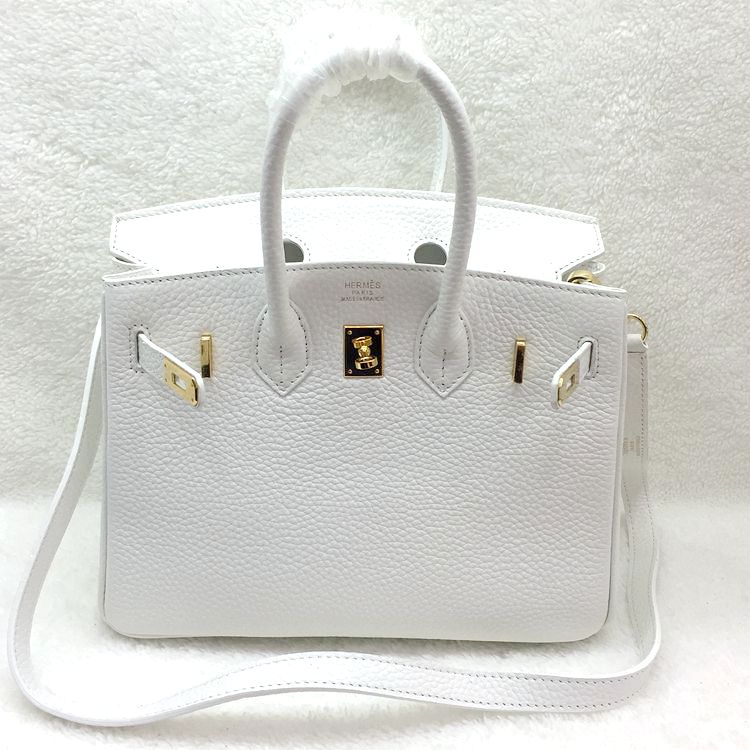 2015 Hermes Birkin 25CM clemence leather in White with Gold hardware