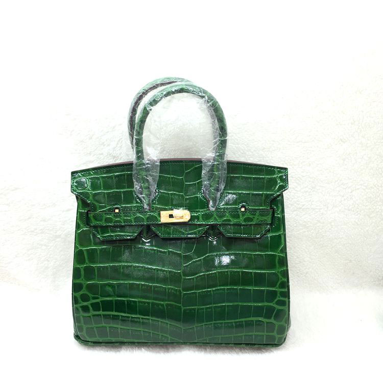 2015 Hermes Birkin 25cm Crocodile stripes Leather Handbag H25 Green