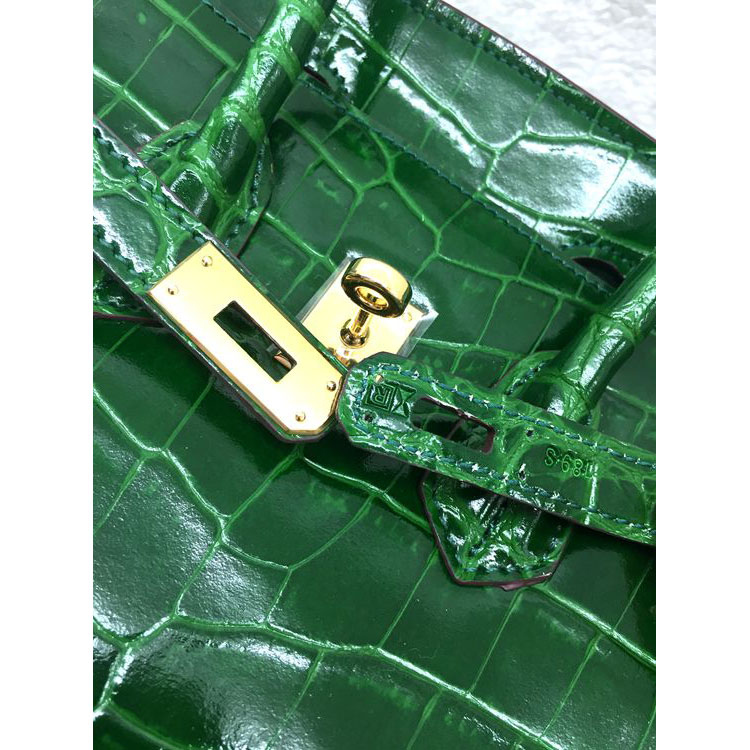 2015 Hermes Birkin 25cm Crocodile stripes Leather Handbag H25 Green